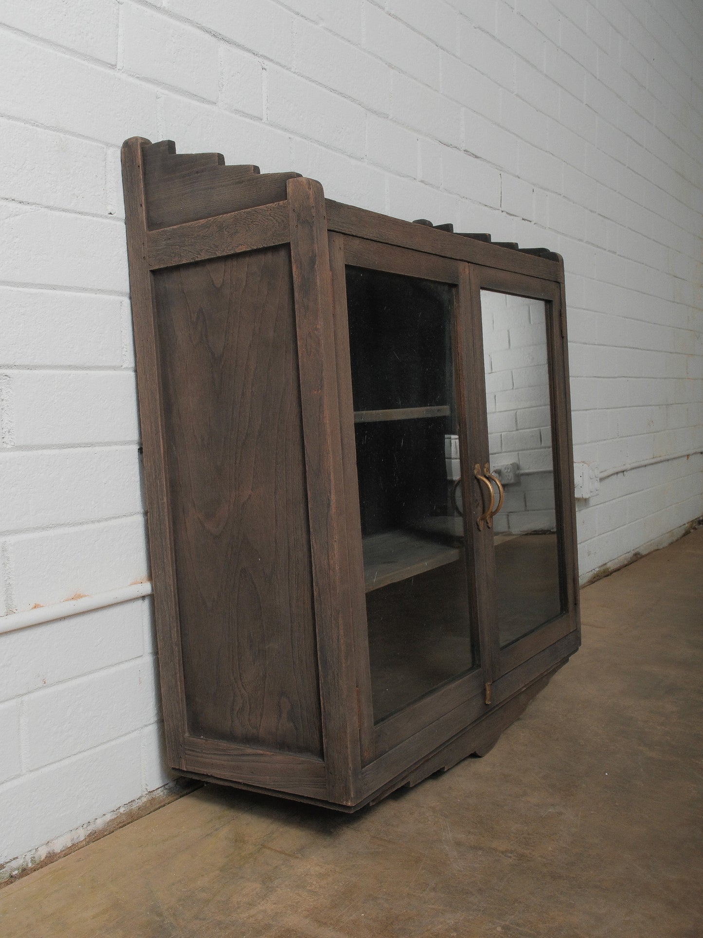 Wall-Mounted Wooden Showcase Cabinet with Glass Doors