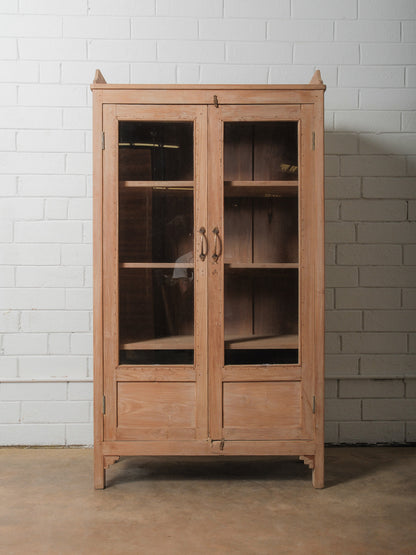 Bleached Wood Glass-Front Display Cabinet