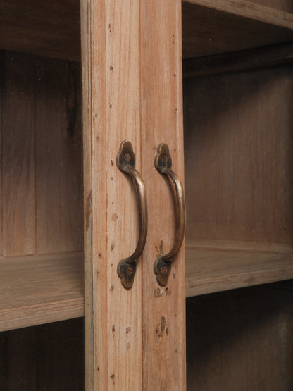 Bleached Wood Glass-Front Display Cabinet