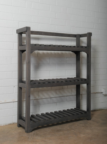 Charcoal Wooden Slatted Shelf with Open Framework