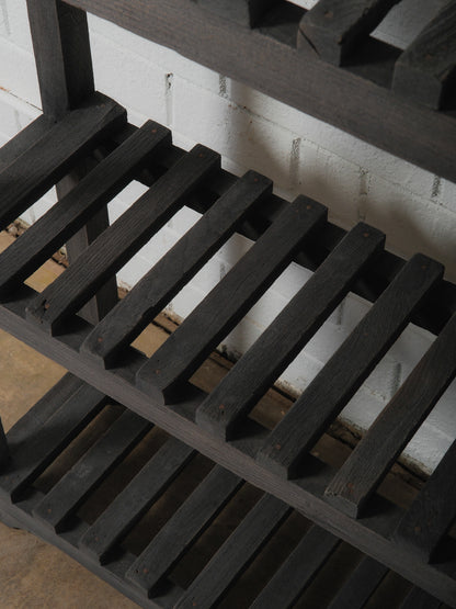 Charcoal Wooden Slatted Shelf with Open Framework