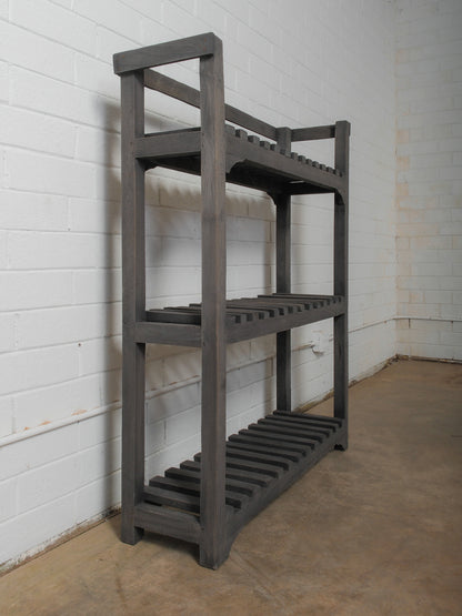 Charcoal Wooden Slatted Shelf with Open Framework