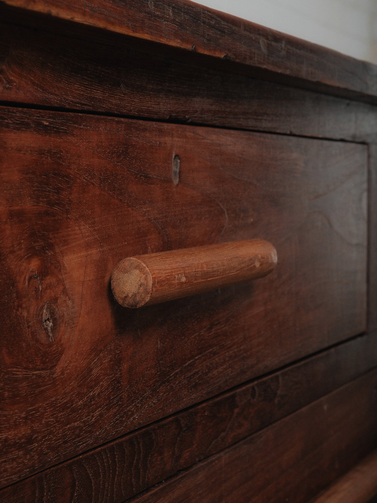 Wooden Three-Drawer Console with Lower Shelf