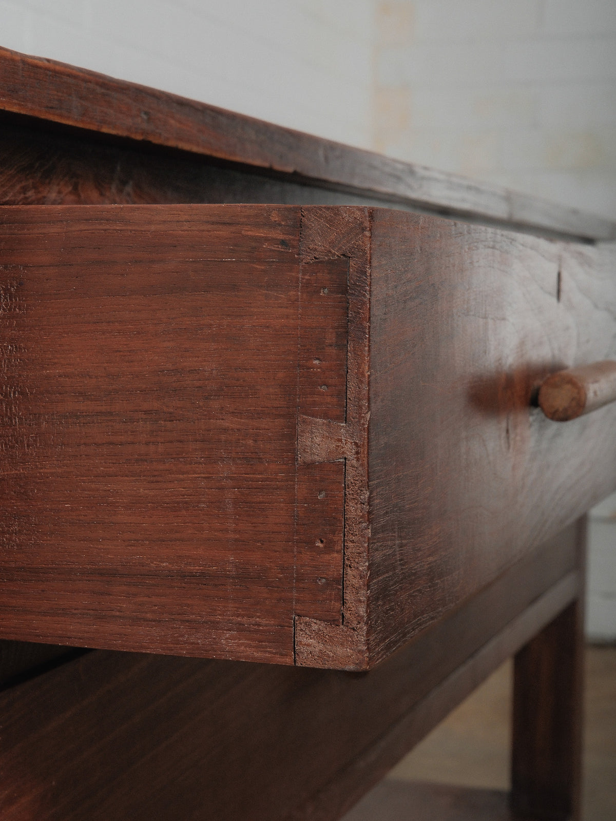 Wooden Three-Drawer Console with Lower Shelf