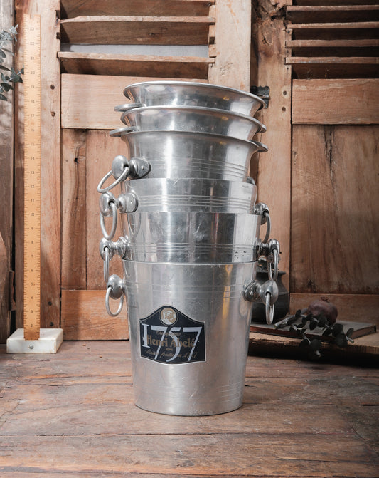 Vintage French Aluminum Champagne Bucket Retro Wine Cooler