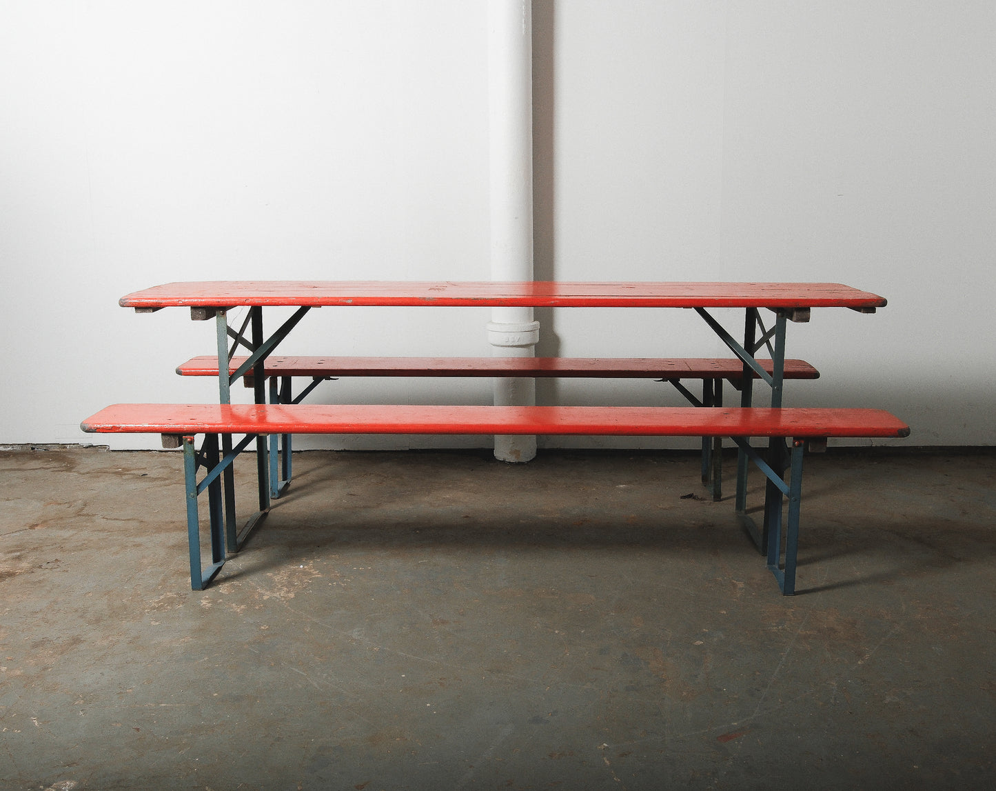German Beer Garden Table and Two Bench Set