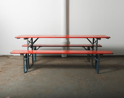 German Beer Garden Table and Two Bench Set