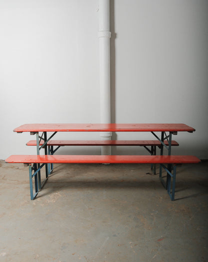 German Beer Garden Table and Two Bench Set