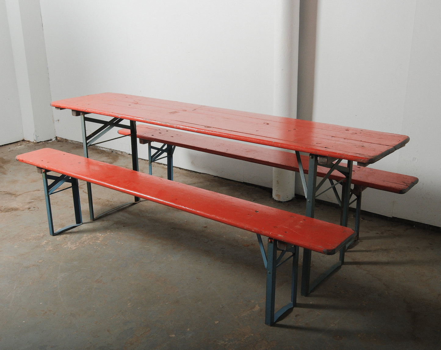 German Beer Garden Table and Two Bench Set