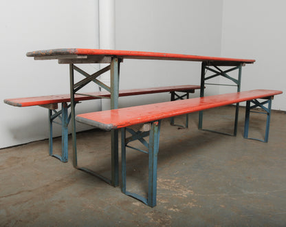 German Beer Garden Table and Two Bench Set