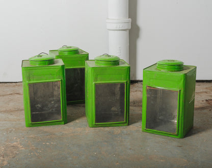 Industrial Storage Tins with Glass Panels