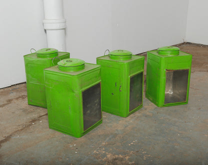Industrial Storage Tins with Glass Panels