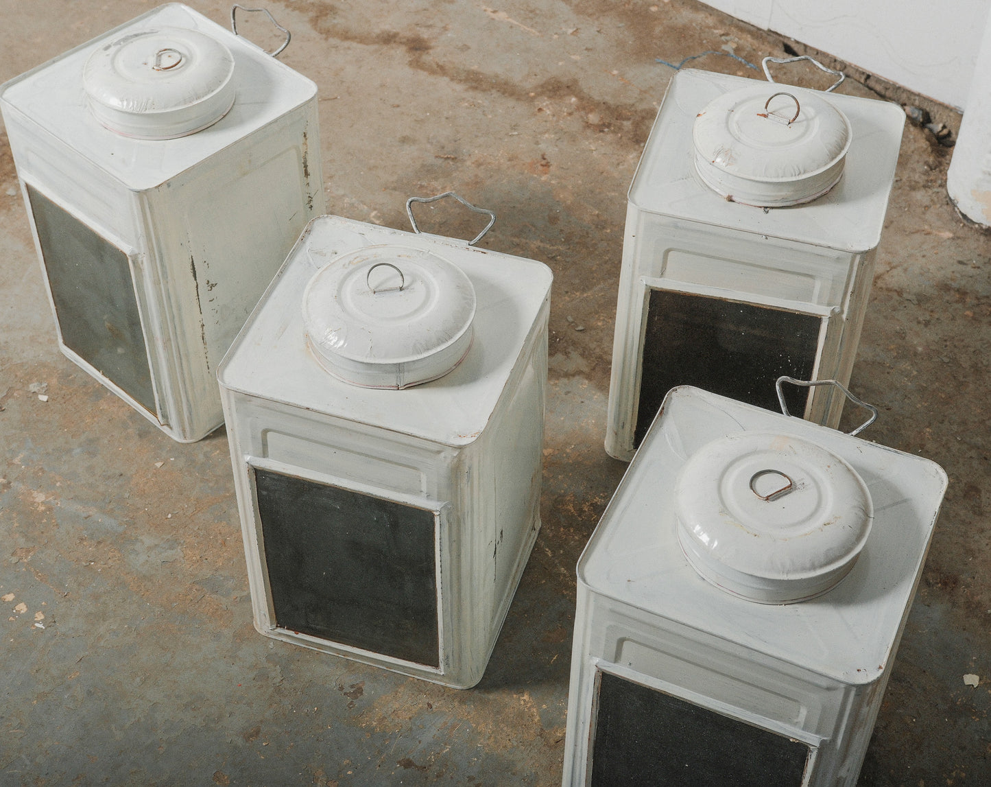 Industrial Storage Tins with Glass Panels