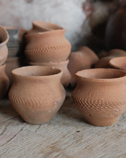 Vintage Tiny Terracotta Wabi-Sabi Clay Pots