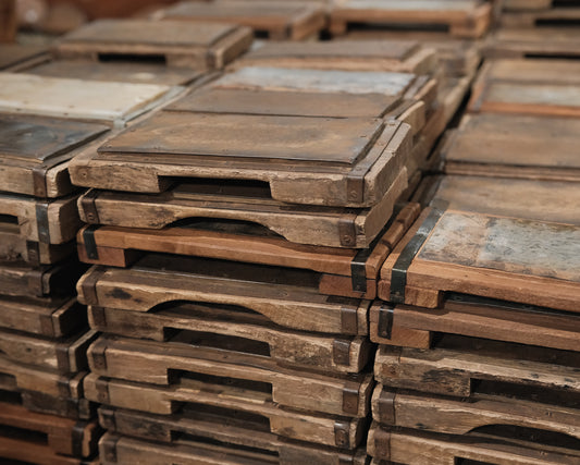 Vintage Metal-Topped Wooden Risers