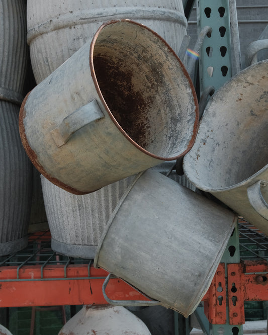 Vintage Galvanized Metal Bucket with Handles