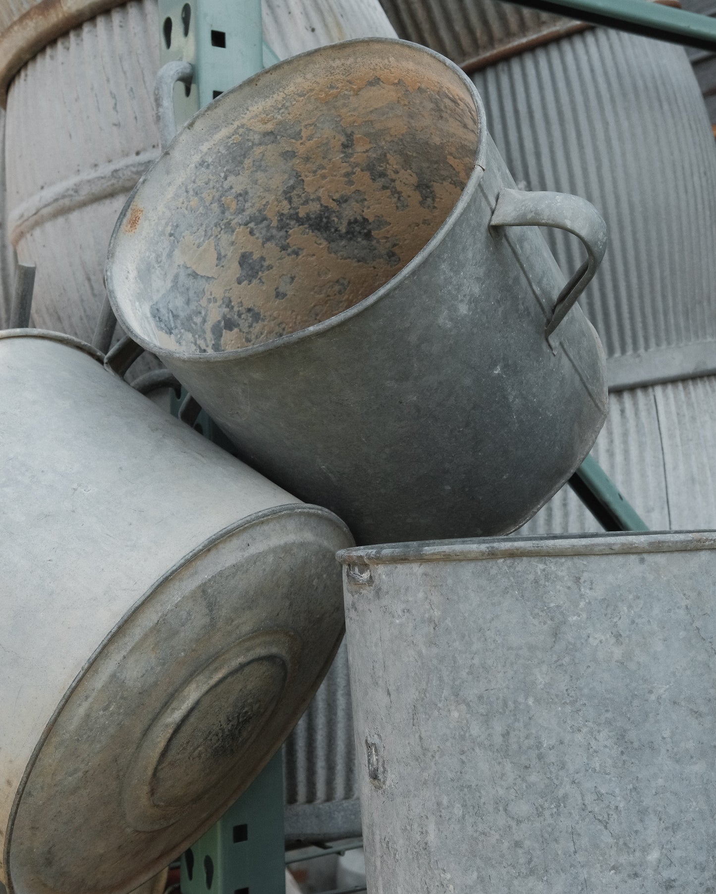 Vintage Galvanized Metal Bucket with Handles