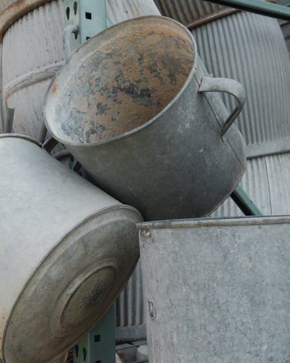 Vintage Galvanized Metal Bucket with Handles