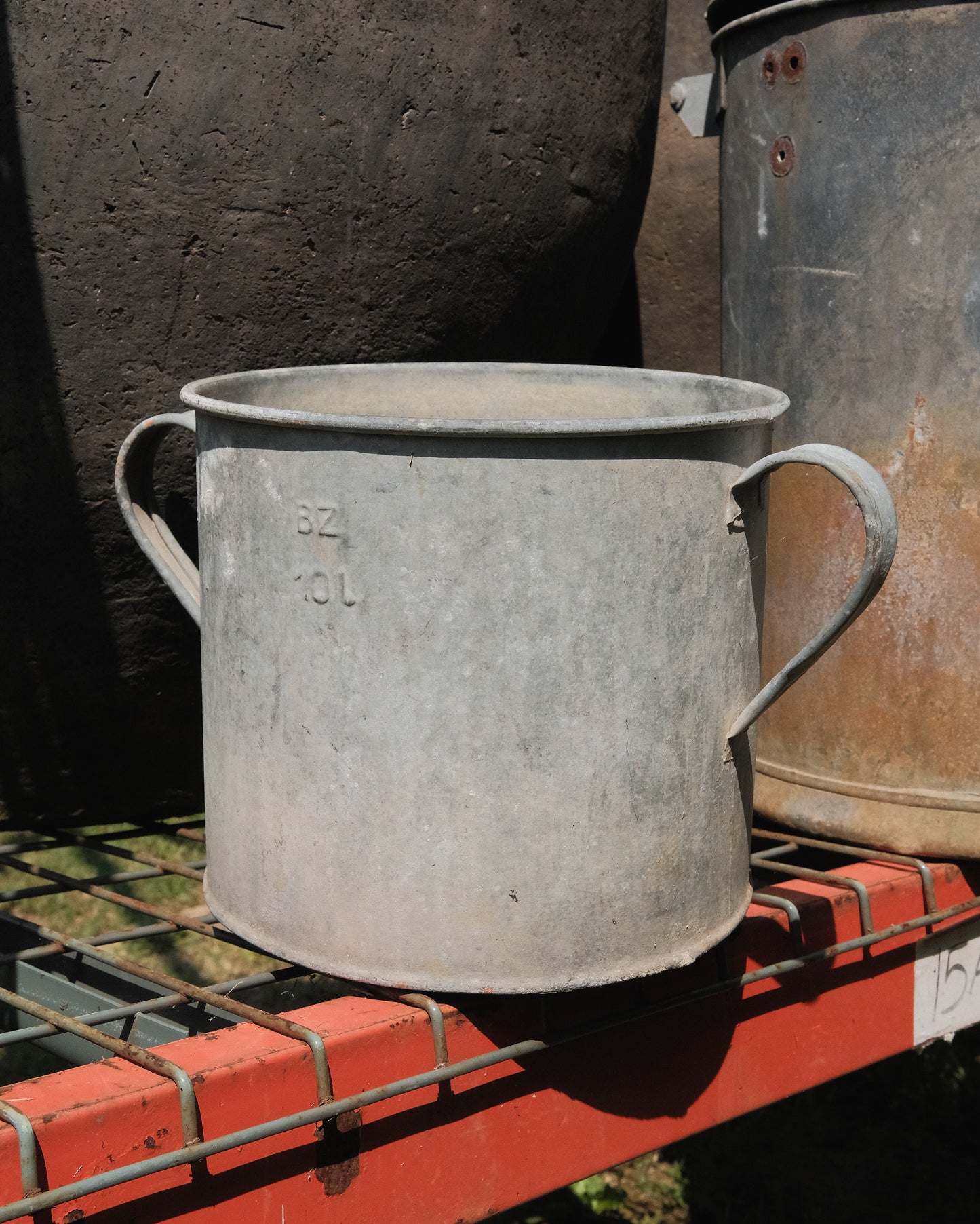Vintage Galvanized Metal Bucket with Handles
