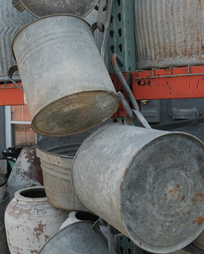 Vintage Galvanized Metal Bucket with Handles