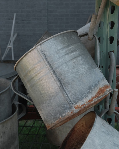 Vintage Galvanized Metal Bucket with Handles