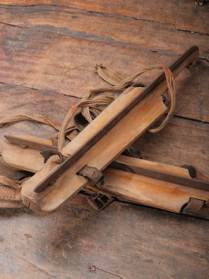 Vintage Classic Wooden Ice Skates