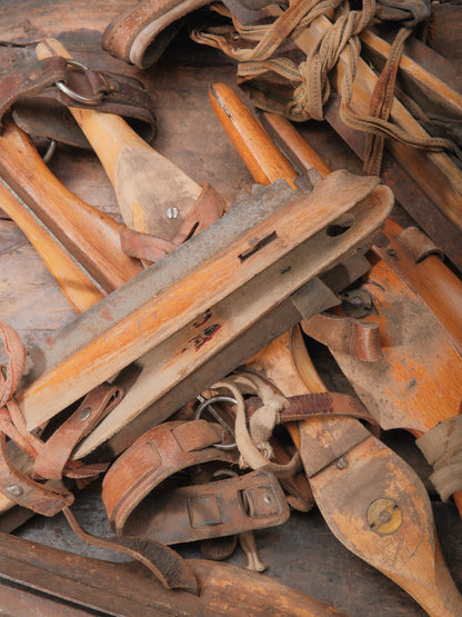 Vintage Classic Wooden Ice Skates