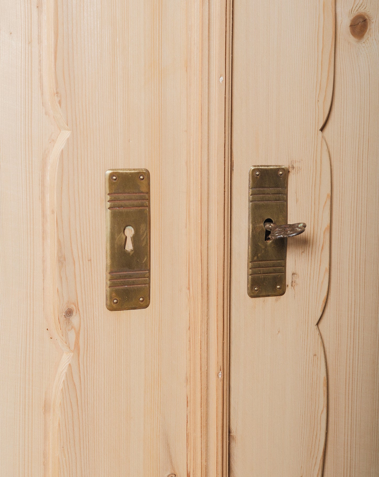 20th Century Carved Pine Armoire with Drawers and Rococo Revival Crest