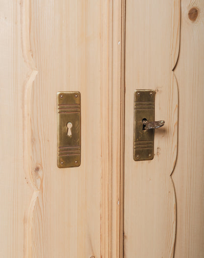 20th Century Carved Pine Armoire with Drawers and Rococo Revival Crest