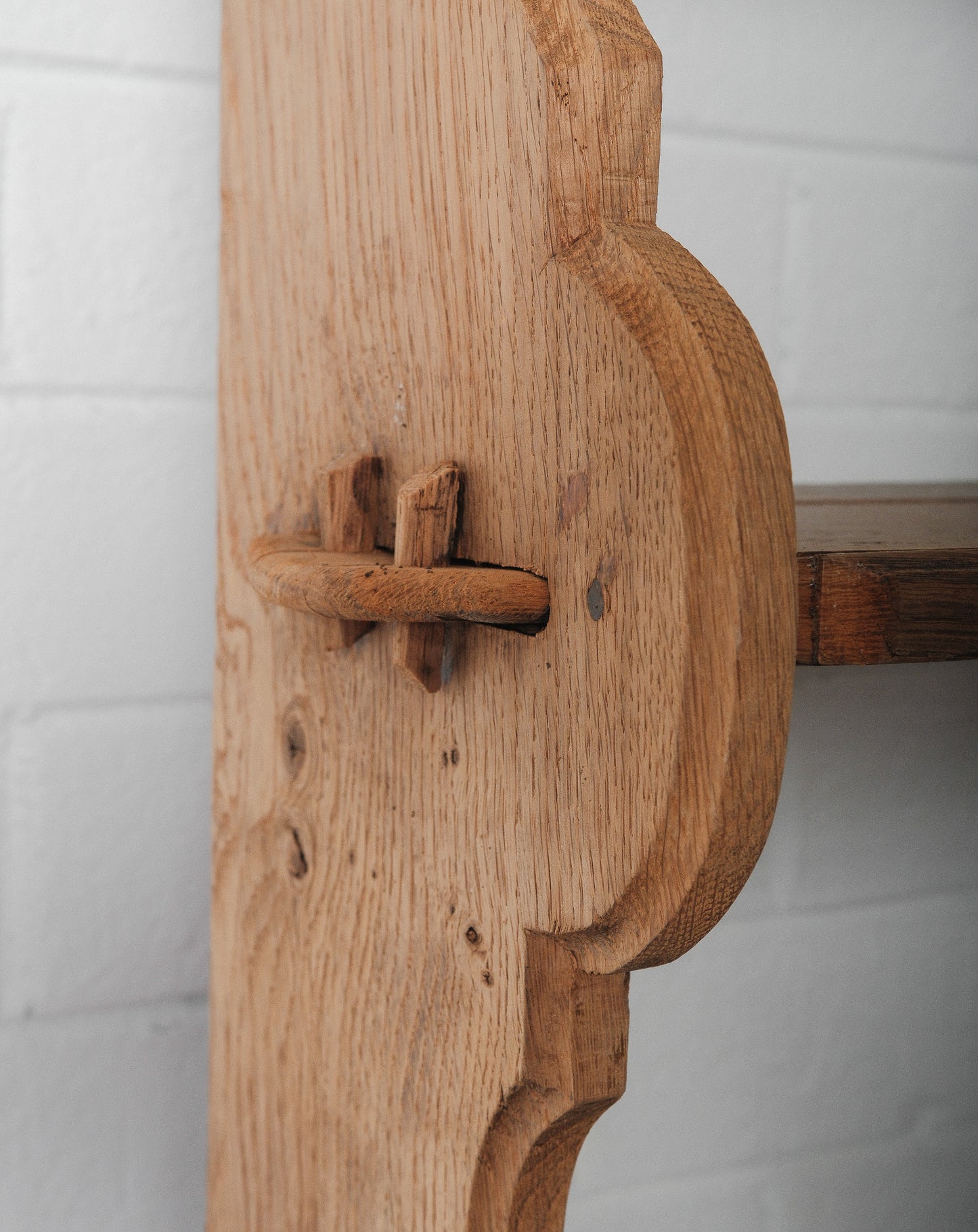 19th Century Oak Sideboard Cabinet with Upper Hutch Shelving and Hooks