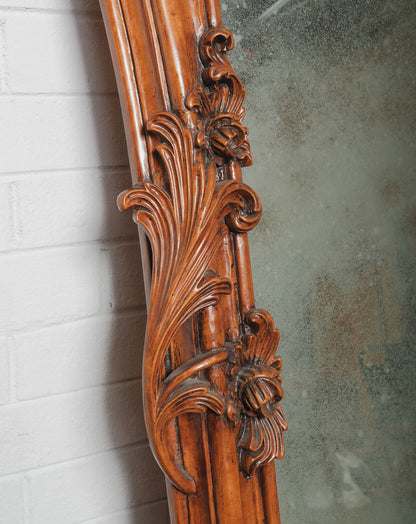 Pair of 19th Century French Carved Walnut Rococo Revival Oversized Floor Mirrors