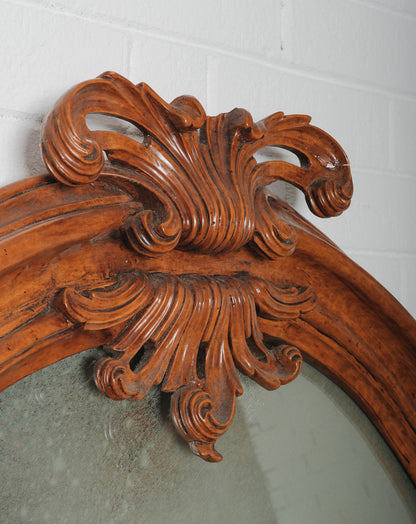 Pair of 19th Century French Carved Walnut Rococo Revival Oversized Floor Mirrors