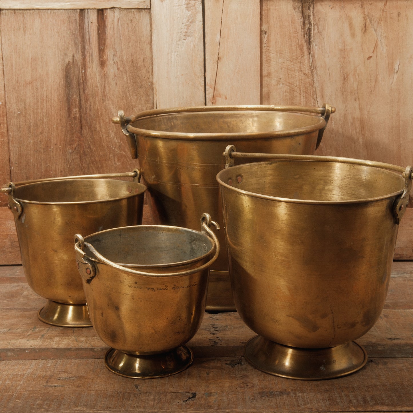 Vintage Indian Brass Ice Bucket with Handle