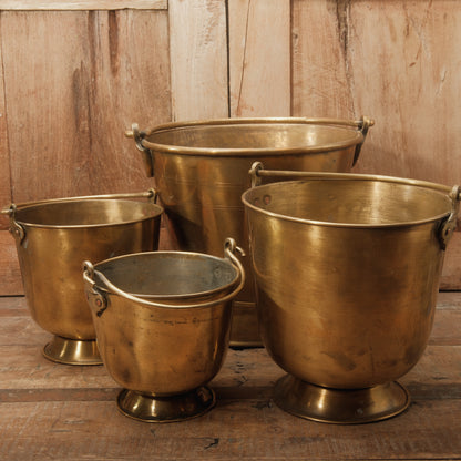 Vintage Indian Brass Ice Bucket with Handle