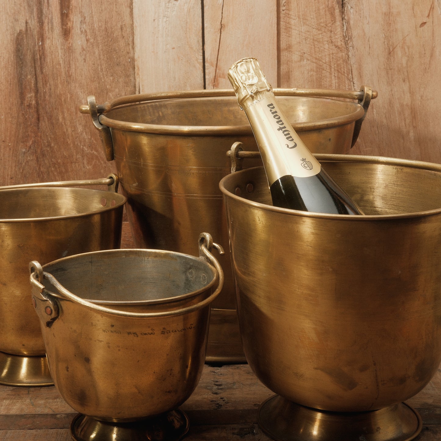 Vintage Indian Brass Ice Bucket with Handle