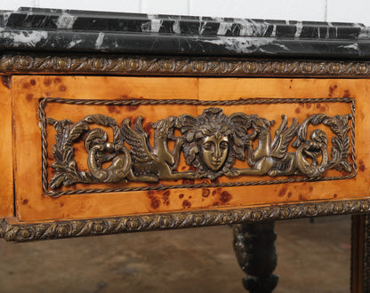 19th Century Empire-Style Console Table with Gilt Bronze Mounts and Black Marble Top