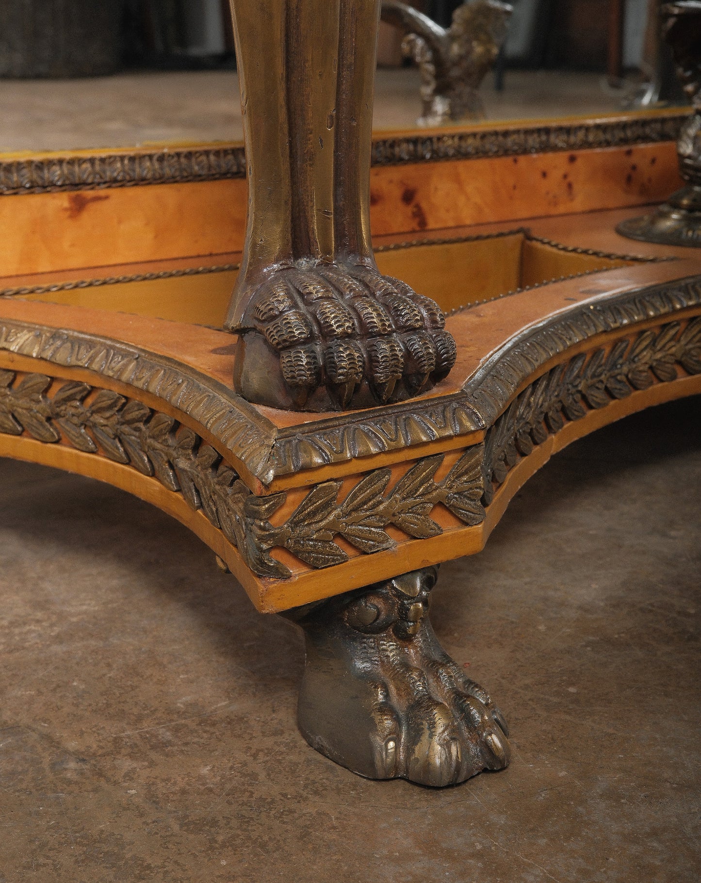 19th Century Empire-Style Console Table with Gilt Bronze Mounts and Black Marble Top