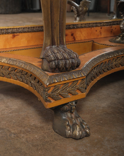 19th Century Empire-Style Console Table with Gilt Bronze Mounts and Black Marble Top