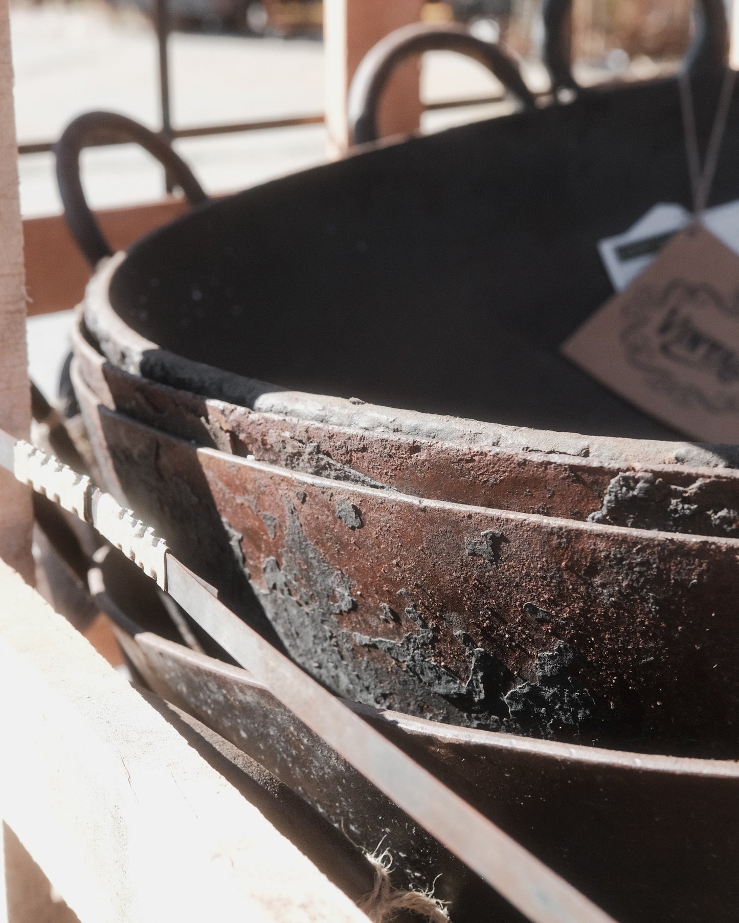 Vintage Indian Iron Wok Fire Pit on Stand