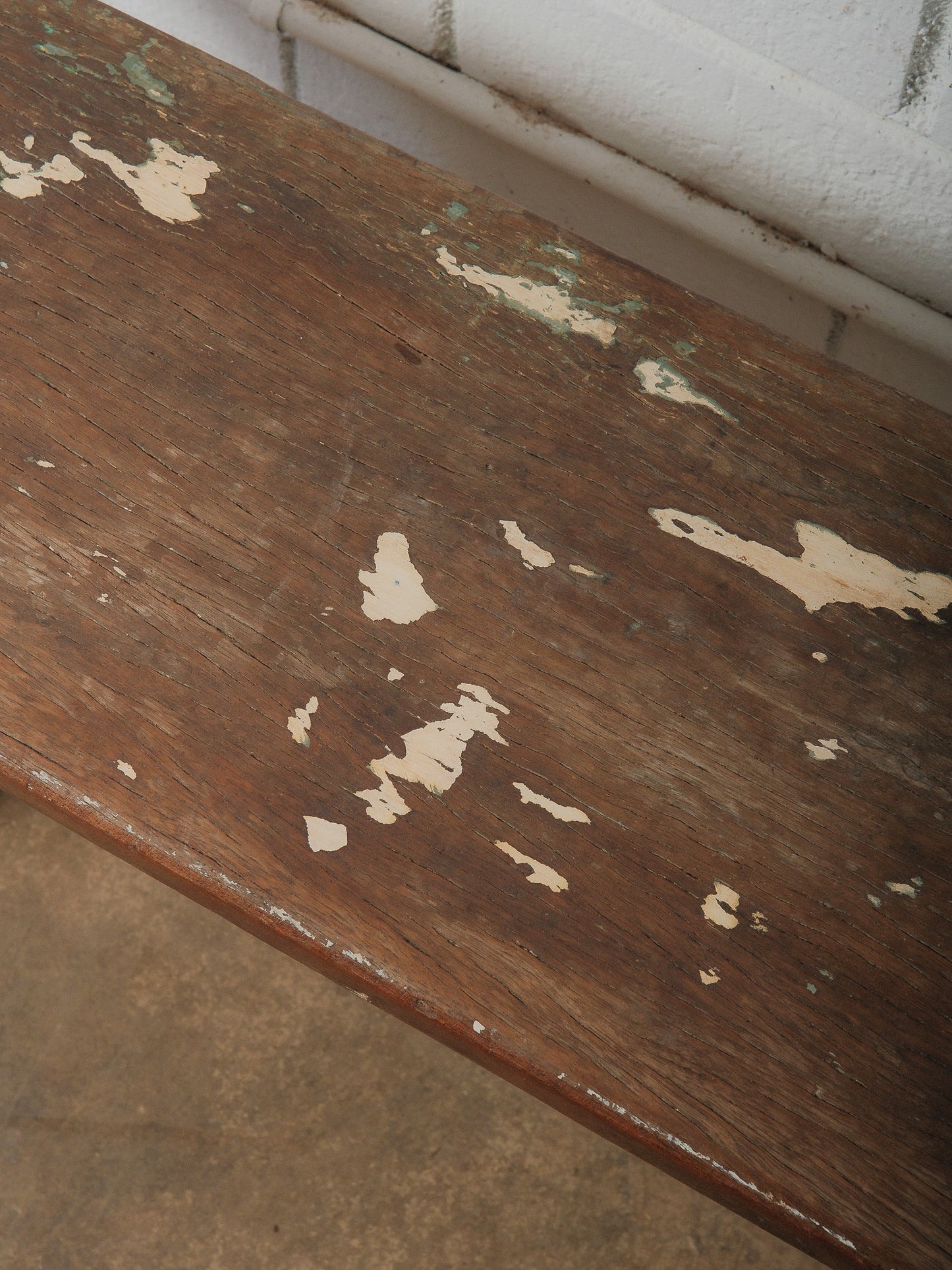 Primitive Wooden Bench with Original Chippy Paint and Rustic Patina