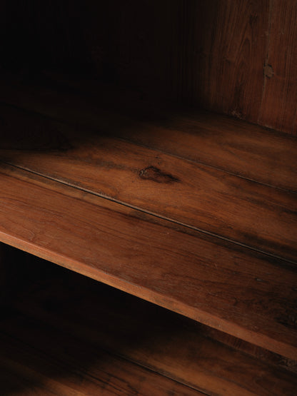 Solid Wood Glass-Front Almirah Cabinet with Double Doors and Drawers
