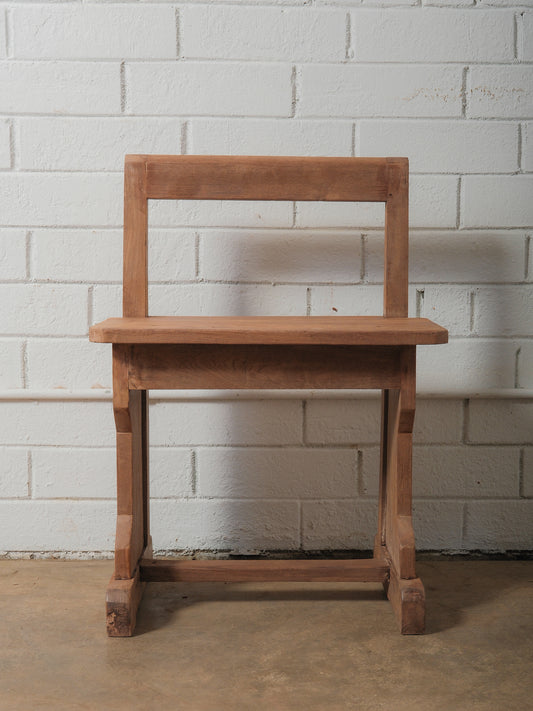 Wood School Bench with Architectural Presence