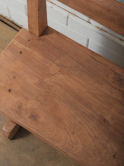 Wood School Bench with Architectural Presence