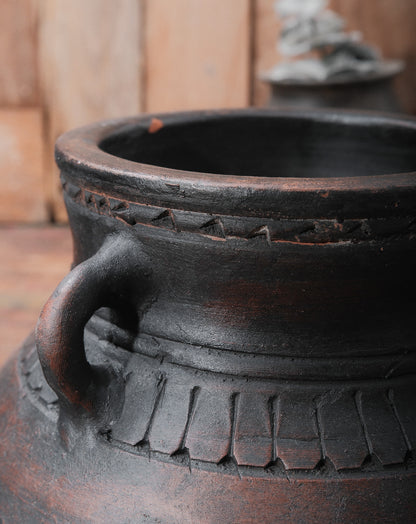 Black Clay Handi Pots with Handles