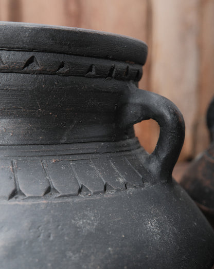 Black Clay Handi Pots with Handles