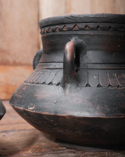 Black Clay Handi Pots with Handles