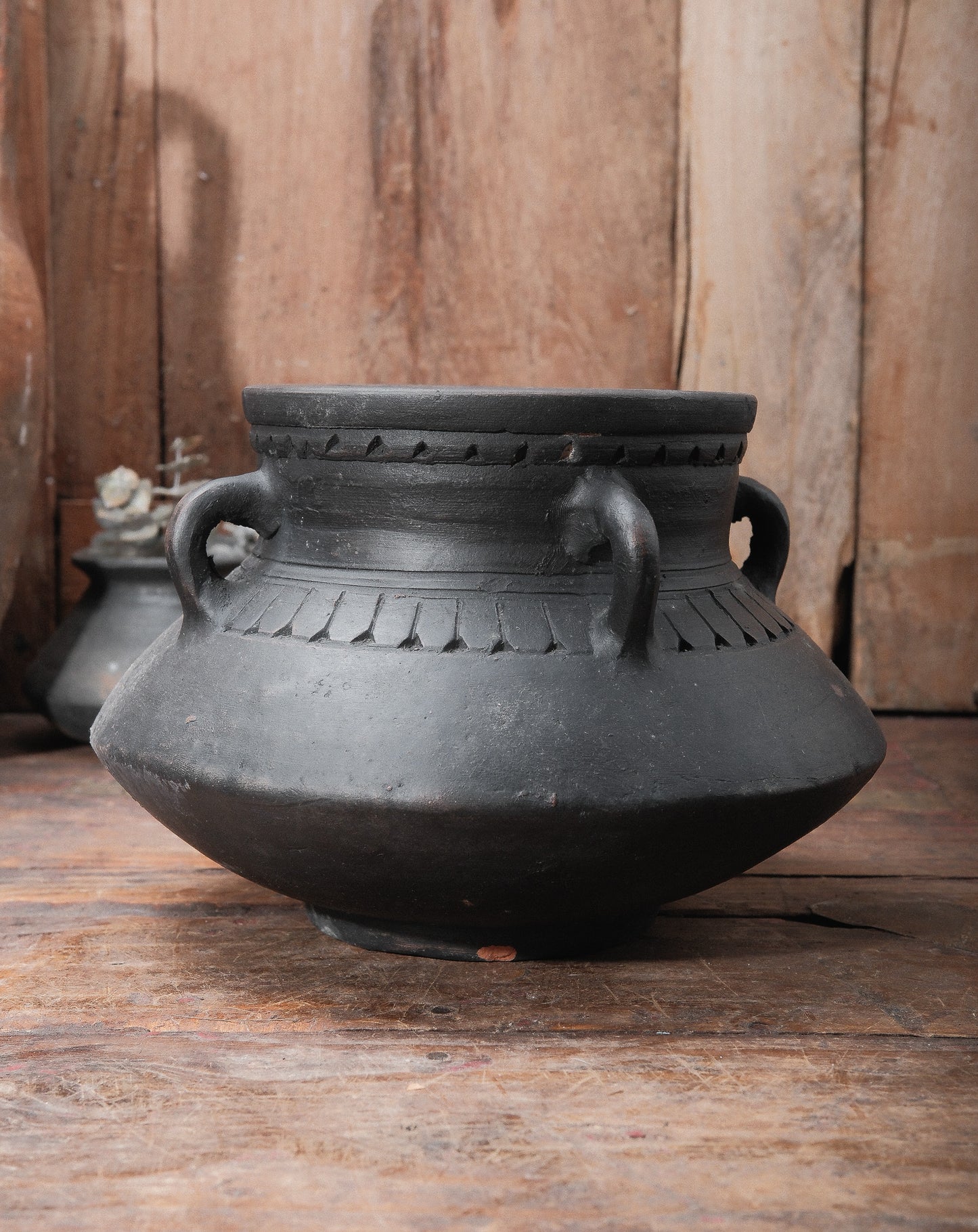 Black Clay Handi Pots with Handles