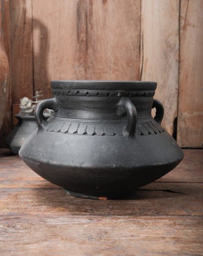 Black Clay Handi Pots with Handles