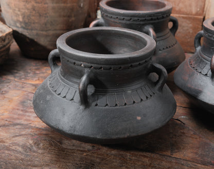 Black Clay Handi Pots with Handles