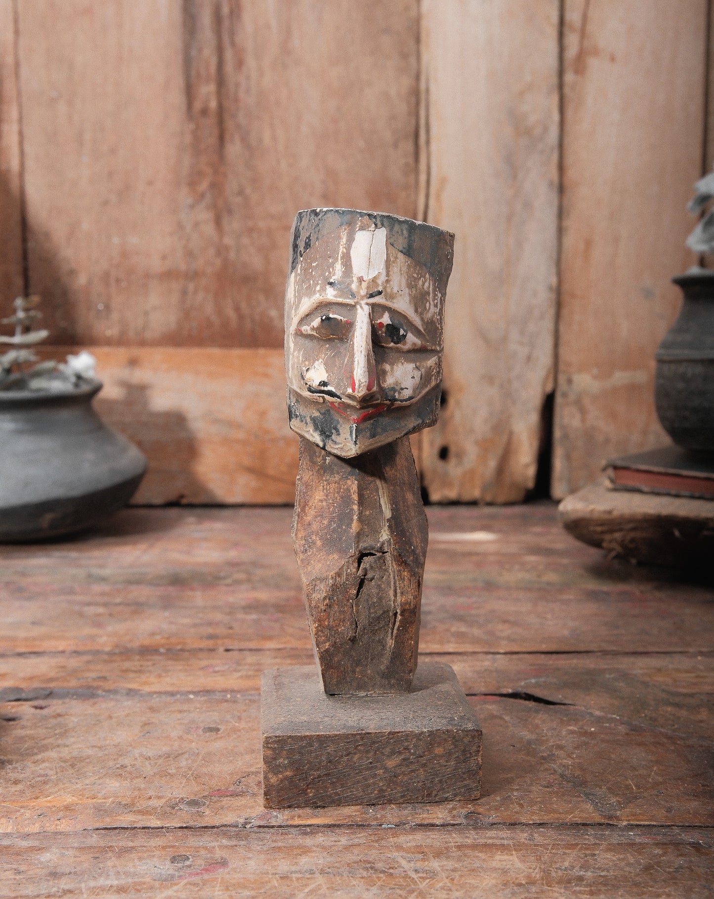 Vintage Hand Carved Wooden Figure | Folk Art Sculpture